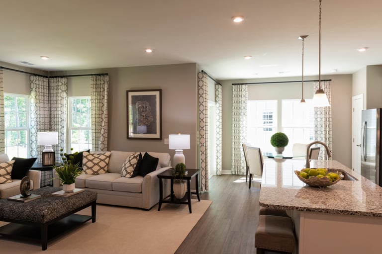 Kitchen and living room view